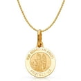 thumbnail image 2 of 14K Yellow Gold Our Guardian Angel Protect Us Charm Pendant with 1.2mm Flat Open Wheat Chain Necklace, 2 of 5