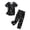 Black, variant on Yuhangmm Ladies Pajamas Sets Cotton Pajamas Short Sleeve Top Capri Pants Sleepwear Plus Size Blue L