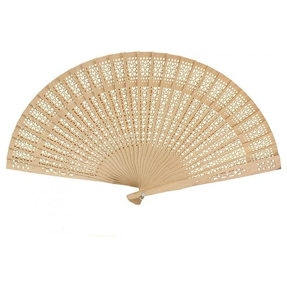 FANJIE Folding Hand Held Fans Sandalwood Ladies Plain for Wedding Hot Small Pocket