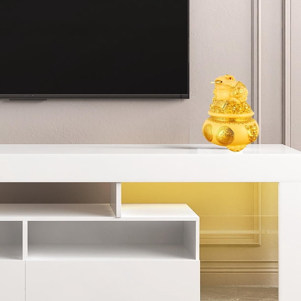 Escultura de rana de dinero, alcancía para el hogar, mesa, dormitorio, regalo, caja de dinero, decoración de sala de estar, alcancía de resina, adorno S