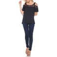 thumbnail image 3 of White Mark Women's Cold Shoulder Lace Neck Top, 3 of 4