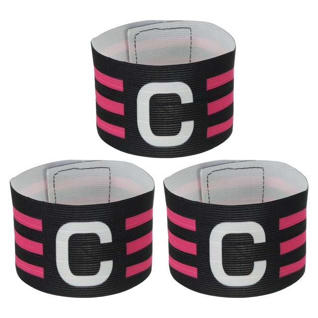 Brazalete de Capitán de Fútbol Uxcell 12.2x2.5", Paquete de 3, Ajustable de Nailon Unisex Elástico para Entrenamiento de Equipo Juvenil, Negro