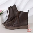 thumbnail image 6 of Tao Tao Women's Combat Booties Mid-Calf Boots Ankle Lace up Military Shoes Brown 38, 6 of 9