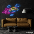 thumbnail image 2 of Craftnamesign Space UFO Neon Sign, Spaceman Decor, Kid Room Wall Art, 2 of 4