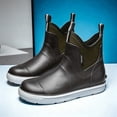 thumbnail image 7 of Men's Minimalist Chelsea Slip On Short Rain Boots Light Elastic Side Panel Full Waterproof Flat White Sole Muted Color Combinations for City Rainy Commutes Casual Street Outfits Brown 42, 7 of 7