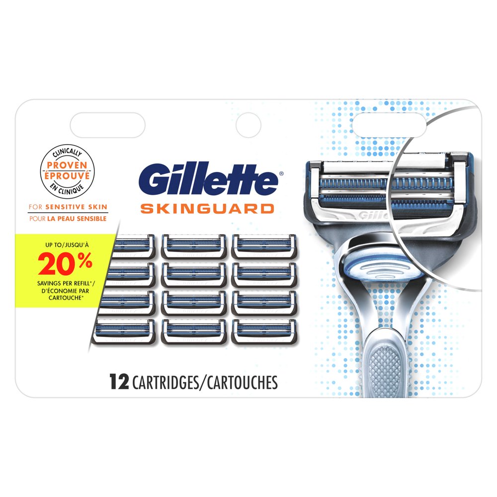 Gillette Skin Guard Men's Razor Blades Refill Cartridges, 12 Ct