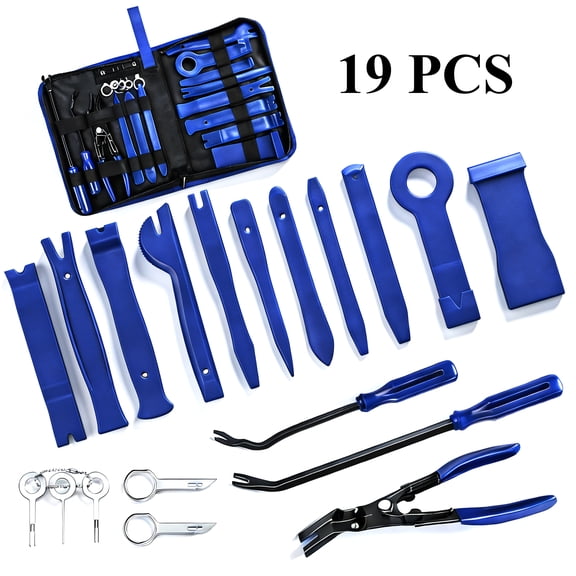 cyrico 19 Pcs Car Trim Removal Tool Kit, Panel Auto Clip Pliers Fastener Remover Set, Nylon Plastic Pry Tools for Car Door, Dash, Audio, Window & Upholstery with Portable Storage Bag