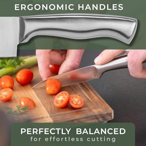 Knife Set - 11pcs Kitchen Knife Set with Block and Integrated Sharpener - Kitchen Knife Set - Knife Block Set - Kitchen Knifes - Knives Set for Kitchen