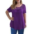 thumbnail image 6 of LETDIOSTO Women's Plus Size Tops Short Sleeve Shirts Lace Pleated Tunic Causal Tee Blouses M-4XL, 6 of 7