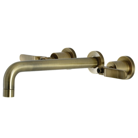 Kingston Brass KS8023KL Whitaker Two-Handle 3-Hole Wall Mount Roman Tub Faucet in Antique Brass