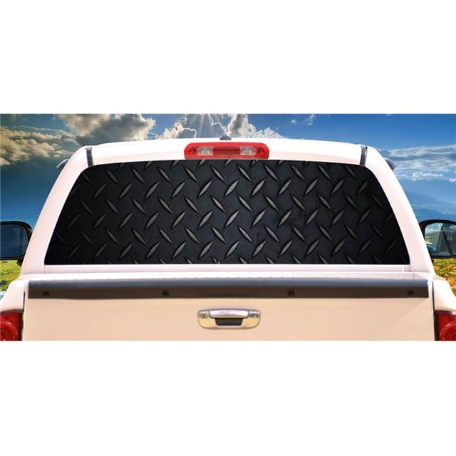 SignMission P-18-Black Diamond Plate Signmission Black Diamond Plate Rear Window Graphic Truck View Thru Vinyl Decal
