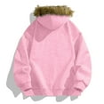 thumbnail image 3 of Men's New Style Warm Hooded Fur-Collar Jacket, Pink, Size XL, 3 of 4