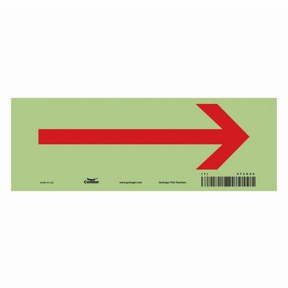 Condor Exit Sign, Vinyl, 10" W, 3-1/2" H, White 473A56