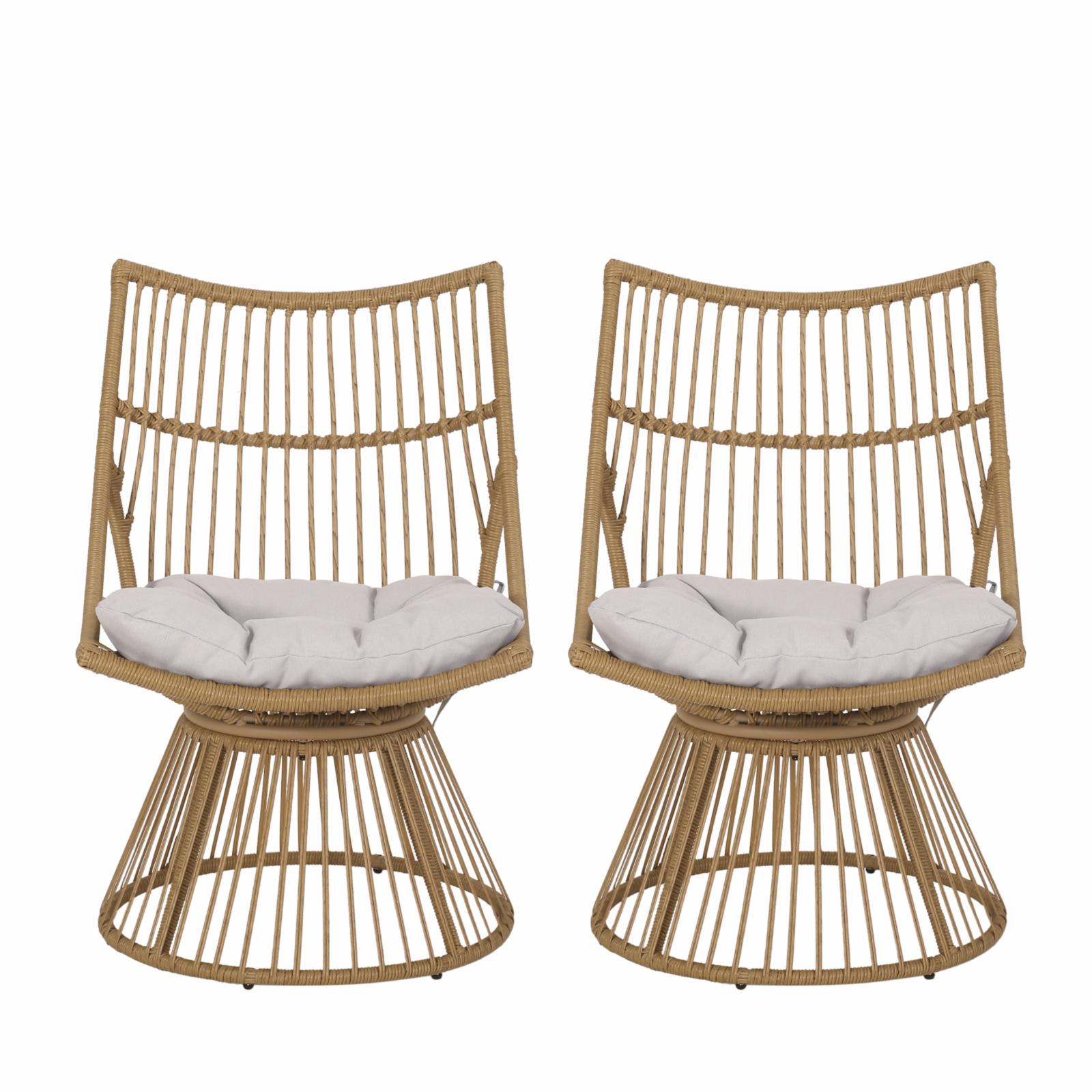 Taaliah Outdoor Wicker High Back Lounge Chairs with Cushion - Set of 2 - image 1 of 10