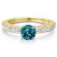thumbnail image 3 of Gem Stone King 14K Two Tone Gold London Blue Topaz and Lab Grown Diamond Engagement Ring for Women | 1.75 Cttw | Round 6MM | Gemstone November Birthstone | Size 6, 3 of 6