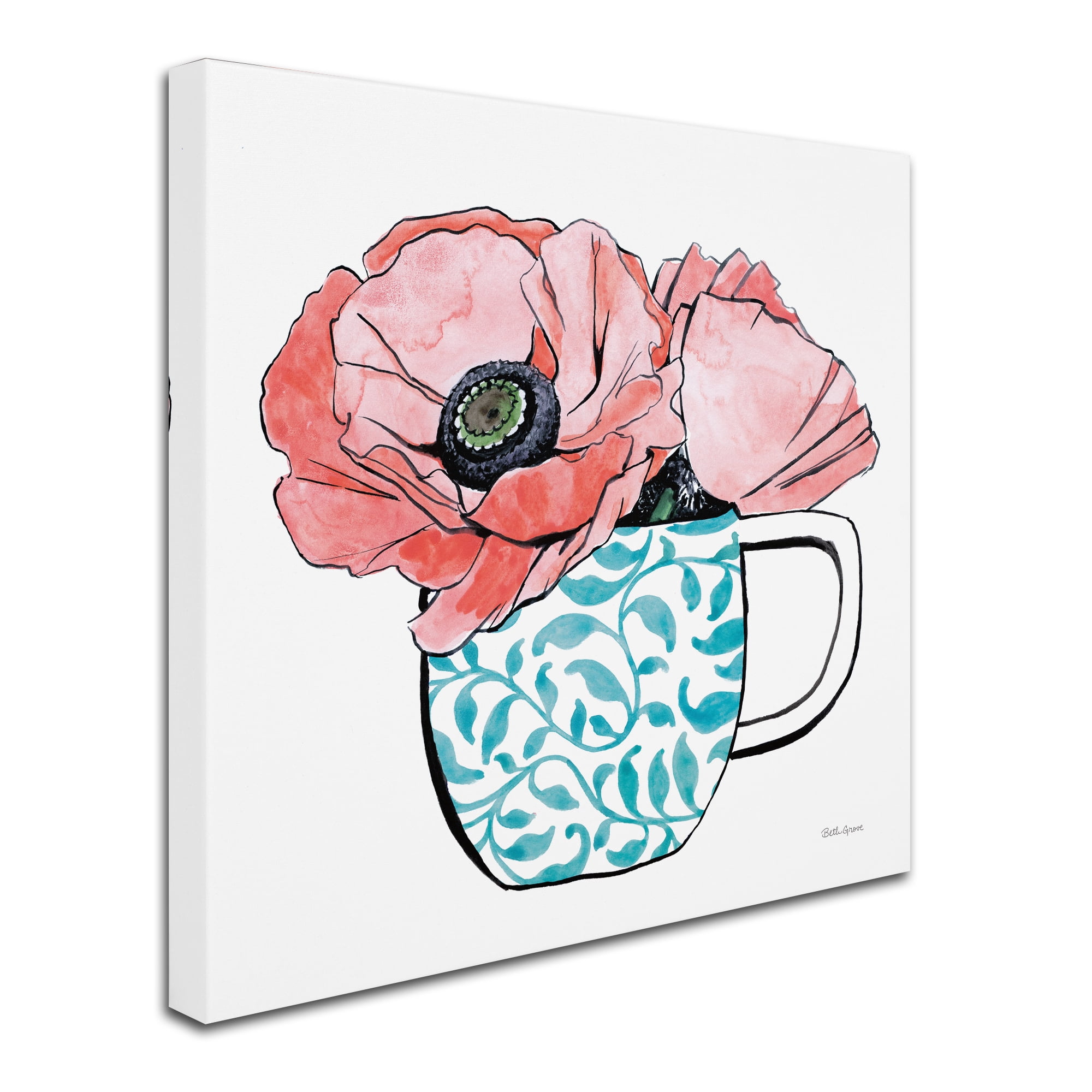 Trademark Fine Art 'Floral Teacups II' Canvas Art by Beth Grove