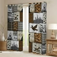 thumbnail image 2 of Homewish Jungle Adventure Black Out Curtains, Orange Plaid Patchwork Curtains Pack of 2 (42x63 Each), Rustic Lodge Cabin Bedroom Curtains, Blackout Curtains Room Decor, 2 of 6