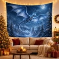 thumbnail image 3 of Moon Stars Dragon with Outstretched Wings Dominating Scales, Mystical Fantasy for Space Lovers, Galaxy Room Decor, Christmas Gift, Tapestry Wall Hanging for Bedroom and Dorm, 3 of 7