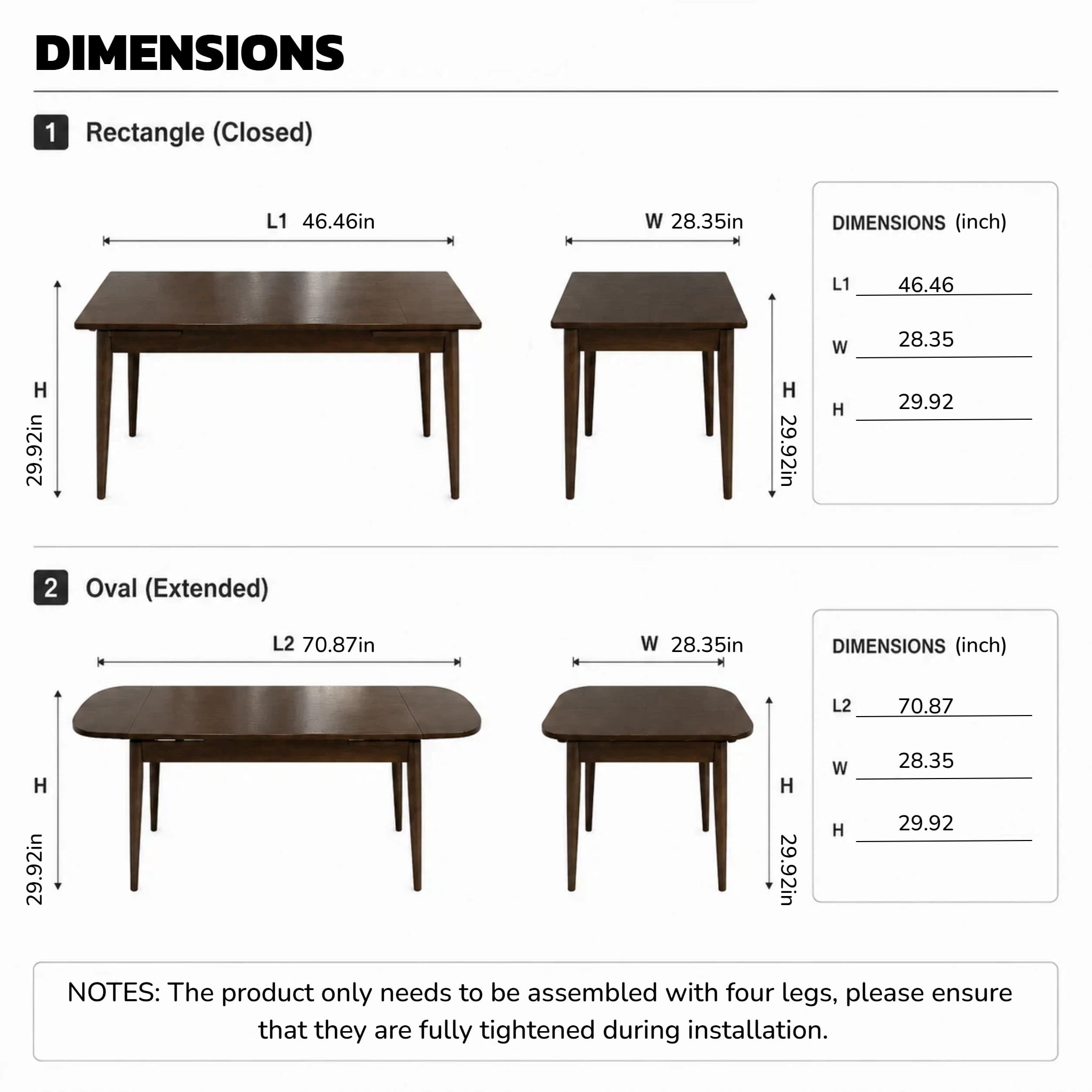 Extendable Dining Table with Solid Wood Construction and Expandable Design, Kitchen Table and Gathering Table for 4-10 People, 47.2 to 63 Inch, Walnut