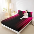 thumbnail image 4 of Feelyou Teens Abstract Ombre Queen Sheet Sets, Red Stripes Lines Bed Set, 4pcs, 4 of 7