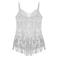 thumbnail image 4 of Mufeng Kids Girls Sequins Tassel Latin Dance Dress Skirt Leotard Modern Jazz Ballroom Costume Dancewear Silver 14, 4 of 7