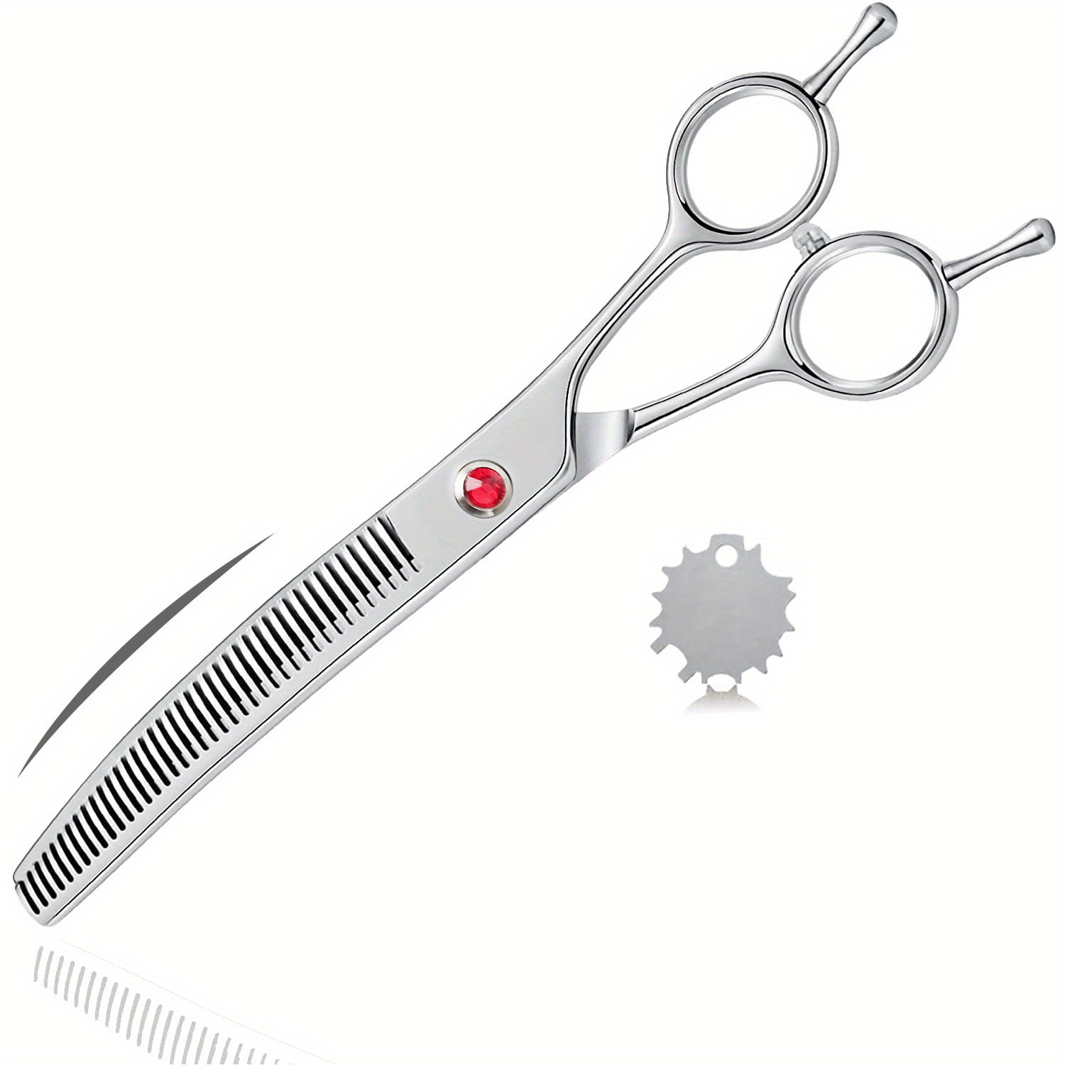 7inch Curved Dog Grooming Scissors Thinning Texturizing Shears Downward Professional Safety Blunt Tip Trimming Shearing For Dogs Cats Face Paws Limbs
