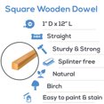 thumbnail image 4 of Wood Square Dowel Rods 1 inch x 12 Pack of 10 Wooden Craft Sticks for Crafts and Woodworking by Woodpeckers, 4 of 7