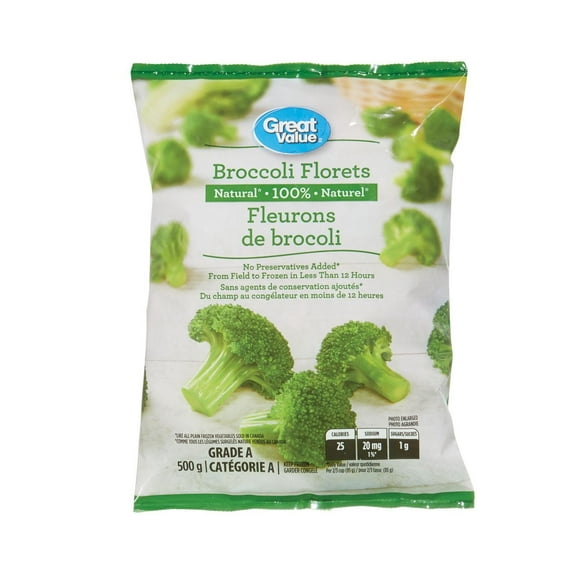Fleurons de brocolis surgelés Great Value 500g