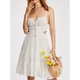 thumbnail image 6 of Yunliwuli Women Sling Dress, Spaghetti Straps Backless Tie-up Hollowed Summer Mini A-line Dress, 6 of 10