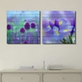 thumbnail image 2 of wall26 - Purple Allium Giganteum Flower Field Along with Purple Irises Over Blurry Watercolor Wooden Panels - Canvas Art Home Art - 12x12 inches, 2 of 4