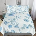 thumbnail image 1 of Chinese Celadon Printing Crib Set, Sports Mattress Protector, 3D Regional Characteristics Design, Microfibre, 3 Piece Set with Zip And 2 Pillowcases, ., 1 of 5