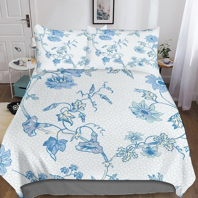 Chinese Celadon Printing Crib Set, Sports Mattress Protector, 3D Regional Characteristics Design, Microfibre, 3 Piece Set with Zip And 2 Pillowcases, .