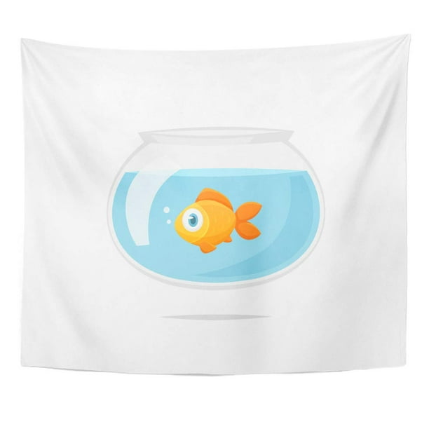 ZEALGNED Tank Bowl Cartoon Goldfish in Fishbowl Fish Water Aquatic Clip  Cute Wall Art Hanging Tapestry Home Decor for Living Room Bedroom Dorm  51x60 inch 