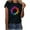 Black#1, variant on New Trendy!Homenesgenics Women Casual Summer Spring Printing Short Sleeves Round Neck Loose T-Shirt Blouse Tops