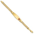 thumbnail image 2 of 14K Medical Soft Diamond Shape Red Enamel Curb Link ID Bracelet in 14k Yellow Gold, 2 of 3