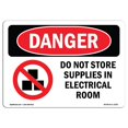 thumbnail image 1 of SignMission OS-DS-A-1824-L-2187 Signe de Danger d'Osha de 18 x 24 Po - Ne Pas Stocker les Fournitures dans l'Électricité, 1 of 1