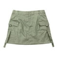 thumbnail image 2 of Aayomet Jupes d'Hiver pour Femmes Jupe Cargo Mini à Boutons avec Poche Jupe Trapèze (Vert, TG), 2 of 5