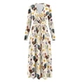 thumbnail image 5 of FKELYI Floral Rooster Print Women's Fall Long Sleeve Dress Casual Maxi Dress with Pocket Flowy Tiered Waist Long Dresses for SSpring Winter, 2XL, 5 of 6