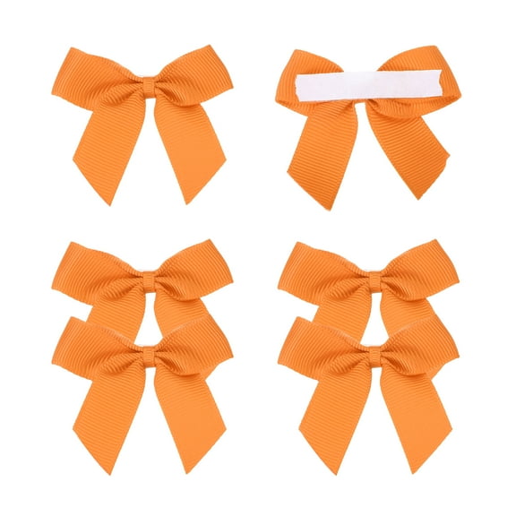 6Pcs Mini Grosgrain Ribbon Bow 2" Self Adhesive Flower Bows Orange