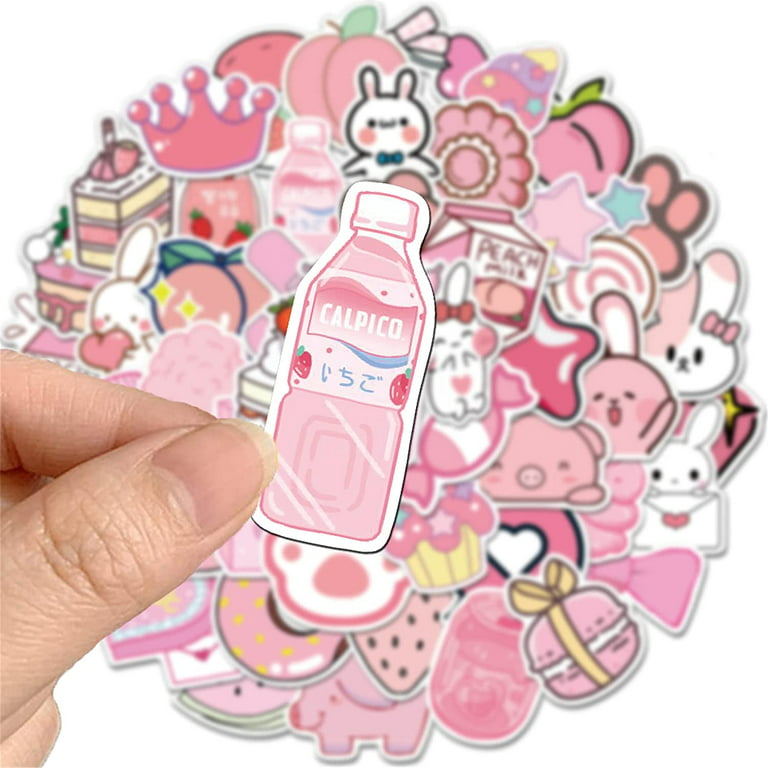 Dearhouse Pink Stickers for Water Bottles,Cute Vsco Vinyl Laptop  Stickers,Waterproof Aesthetic Stickers,Kawaii Sticker Pack for Kids  Girls(Pink
