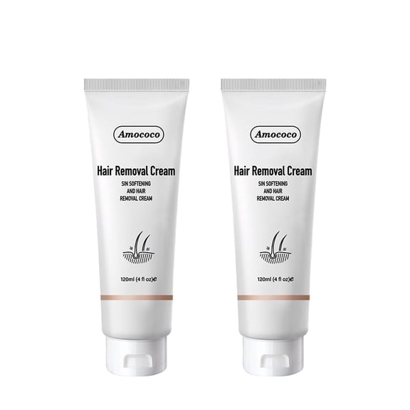 Amococo 2Packs Hair Removal Cream, Gentle Formula with Aloe Vera & Vitamin E, Skin Softening, 4 fl oz (Cucumber)