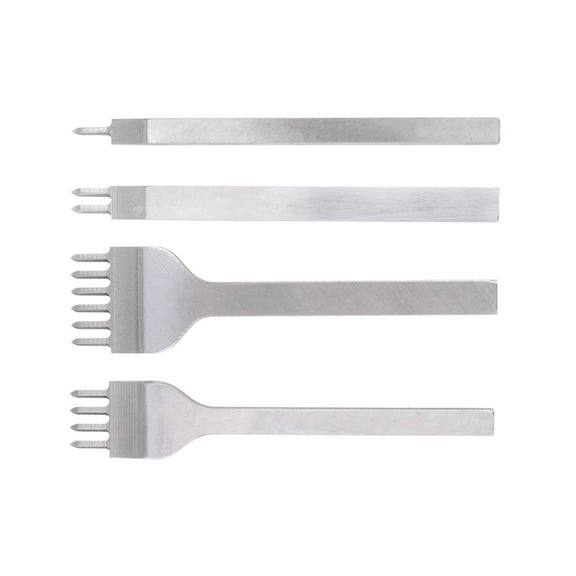 HOMEMAXS DIY Prong Round Hole Chisel for Leather Craft Tool Set Made of Durable Steel Silver 4mm