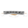 thumbnail image 1 of Lounge Sectional Sofa Chair Table Set, White Grey Gray, Aluminum, Metal, Fabric, Modern Contemporary, Outdoor Patio Balcony Cafe Bistro Garden Furniture Hotel Hospitality, 1 of 10