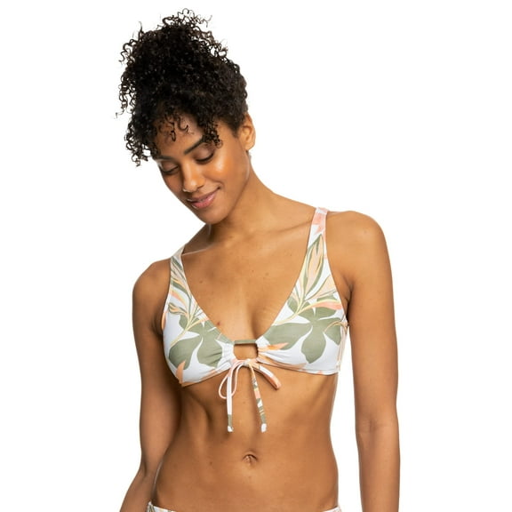 Roxy Women's Standard Beach Classics Bralette Bikini Top, Bright White Subtly Salty Flat 231, S