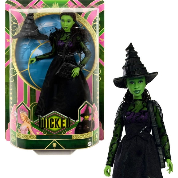 Universal Pictures Wicked Elphaba Fashion Doll & Accessories with Green Skin, Braided Black Hair, Posability & Removable Ballroom Look, Ages 4Y+