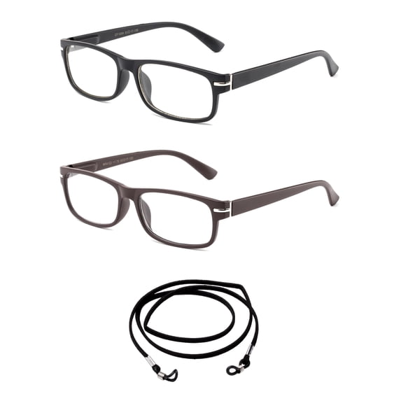 2 Pair Newbee Fashion - "Walker" Slim Fit Vintage Style Two Tone Reading Glasses,1 Black & 1 Brown +1.75