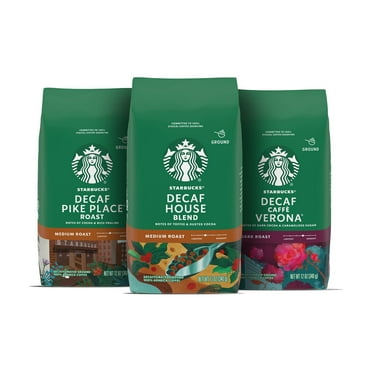 Starbucks Medium & Dark Roast Decaf Ground Coffee—Variety Pack—3 Bags (12 Oz Each)