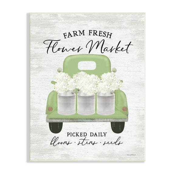 Farm Fresh Flower Market White Hydrangeas Milk Tin Wall Plaque Art, 13 x 19, Made In USA