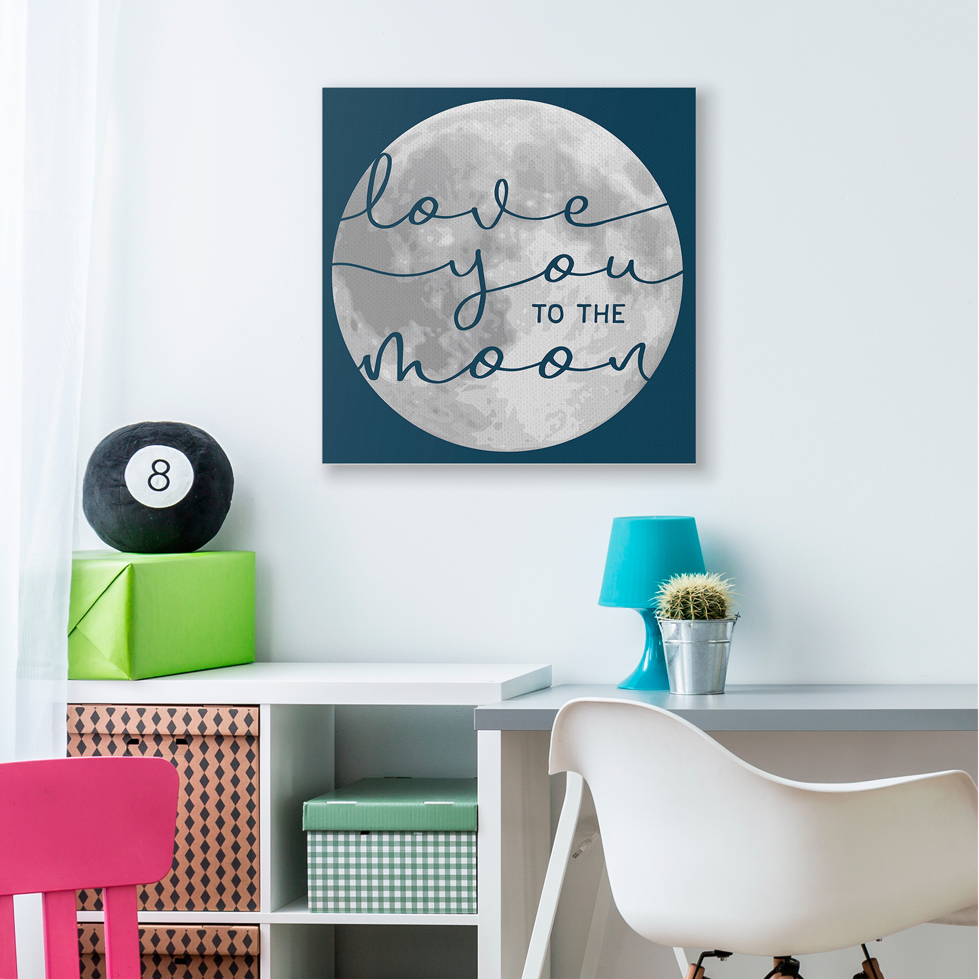 Stupell Industries Love You to Moon Quote Blue Night Sky Canvas Wall Art by Daphne Polselli