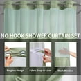thumbnail image 4 of Waffle Weave Shower Curtain with Snap in Fabric Liner, No Hook Shower Curtain with Snap-in Liner, DawnJoanHD Green Heavyweight Fabric Shower Curtain with See Through Top Window, 72"X75", 4 of 11